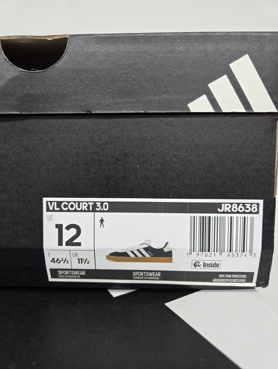 Adidas Men\'s VL Court 3.0 JR8638 Carbon Core White Gold Metallic Shoes Size 12 main image 4